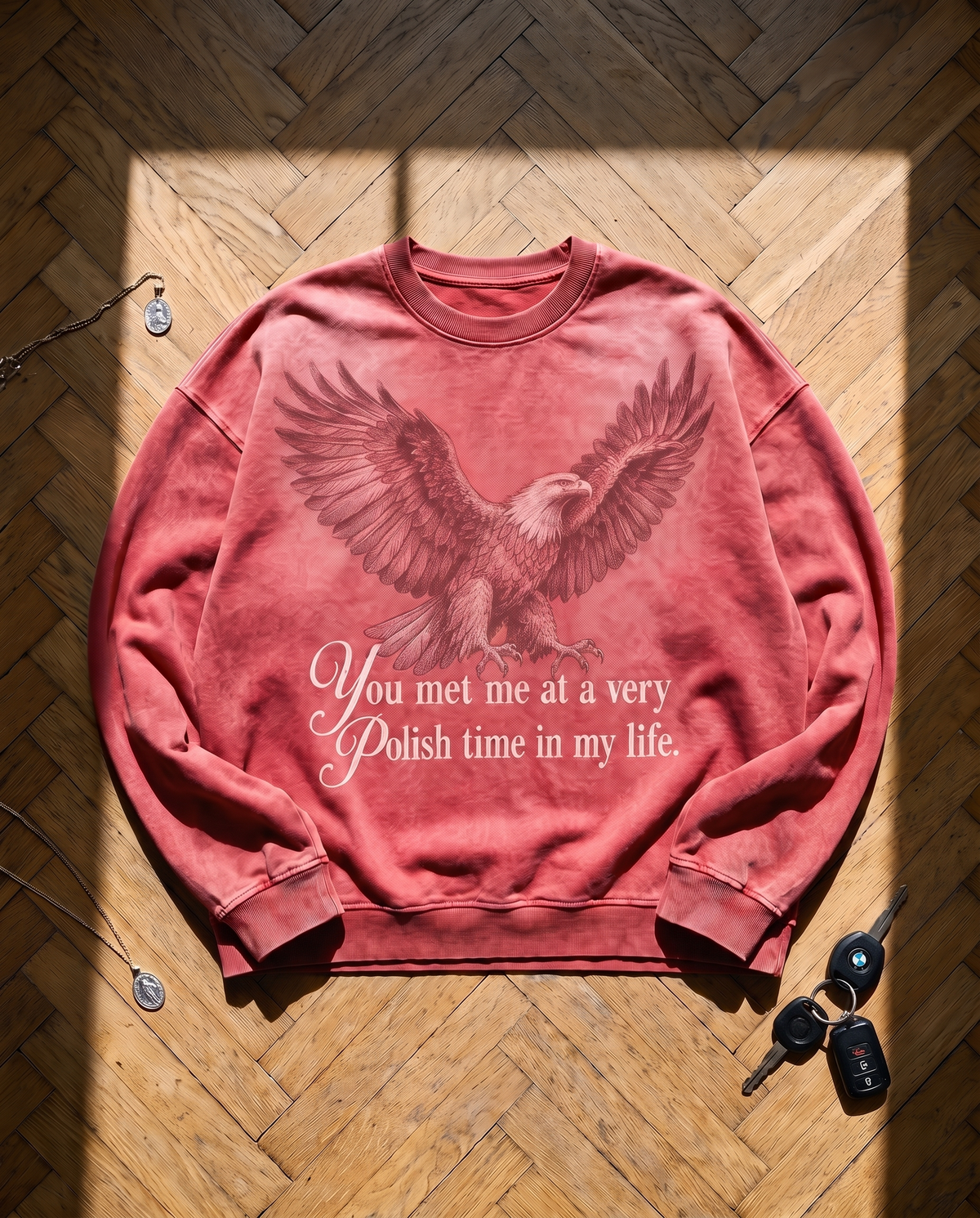 Bluza Crewneck Orzeł - washed red