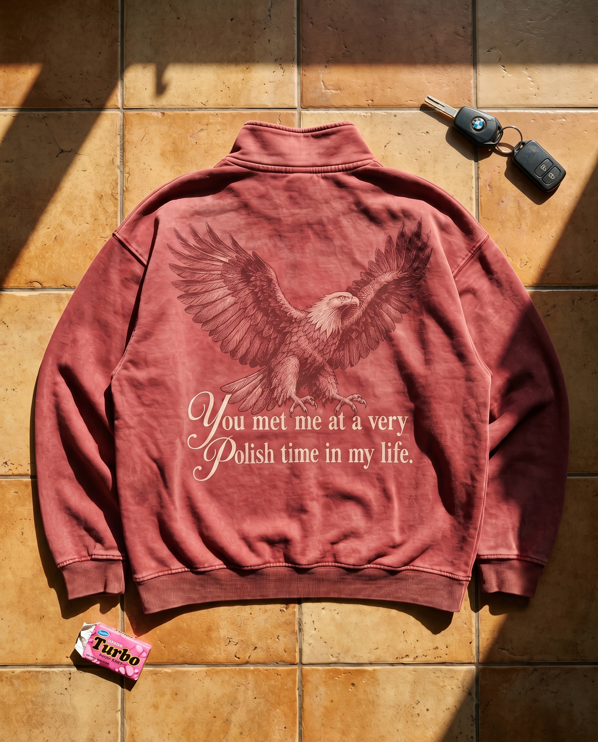 Bluza Half-zip Orzeł - washed red