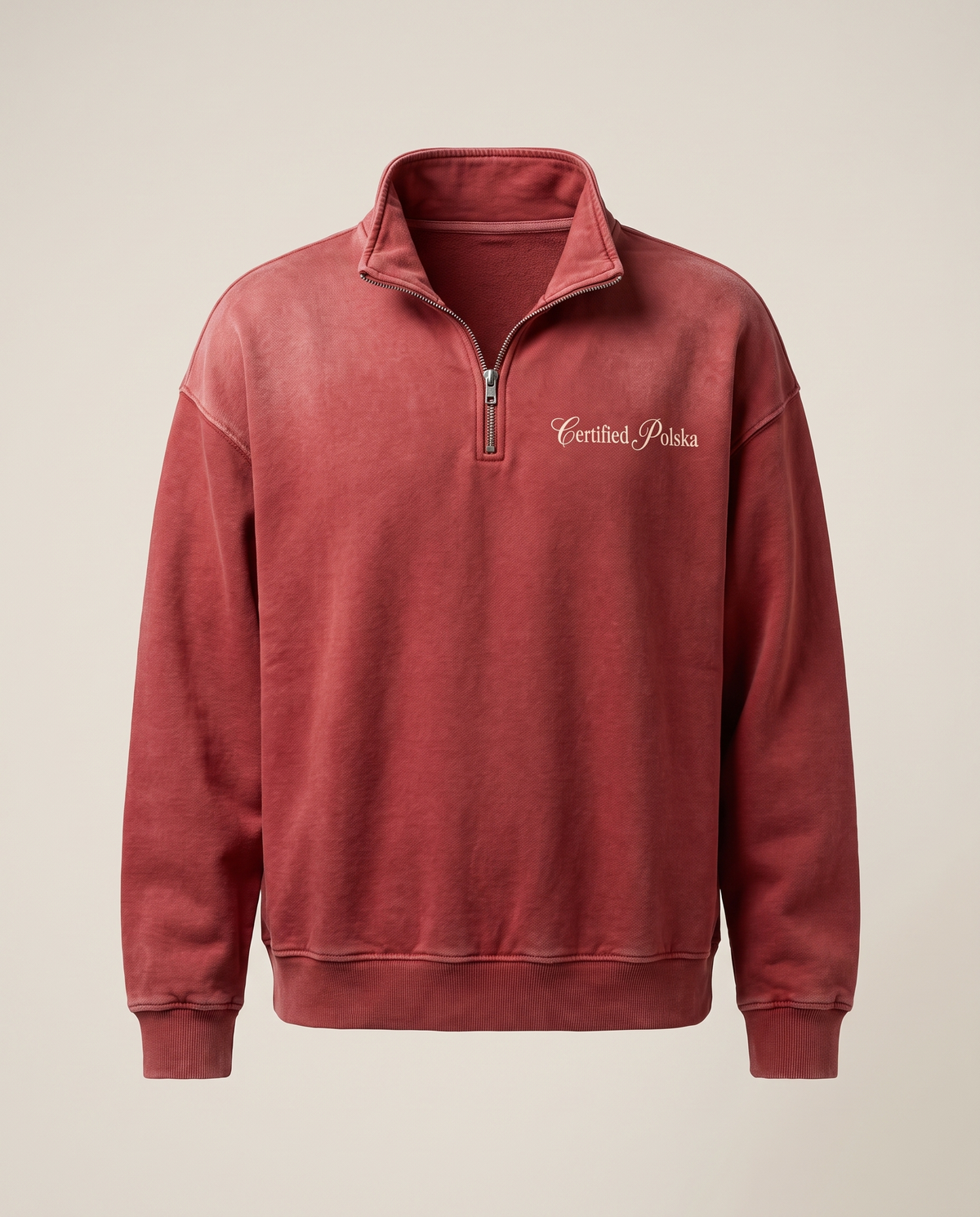 Bluza Half-zip Orzeł - washed red