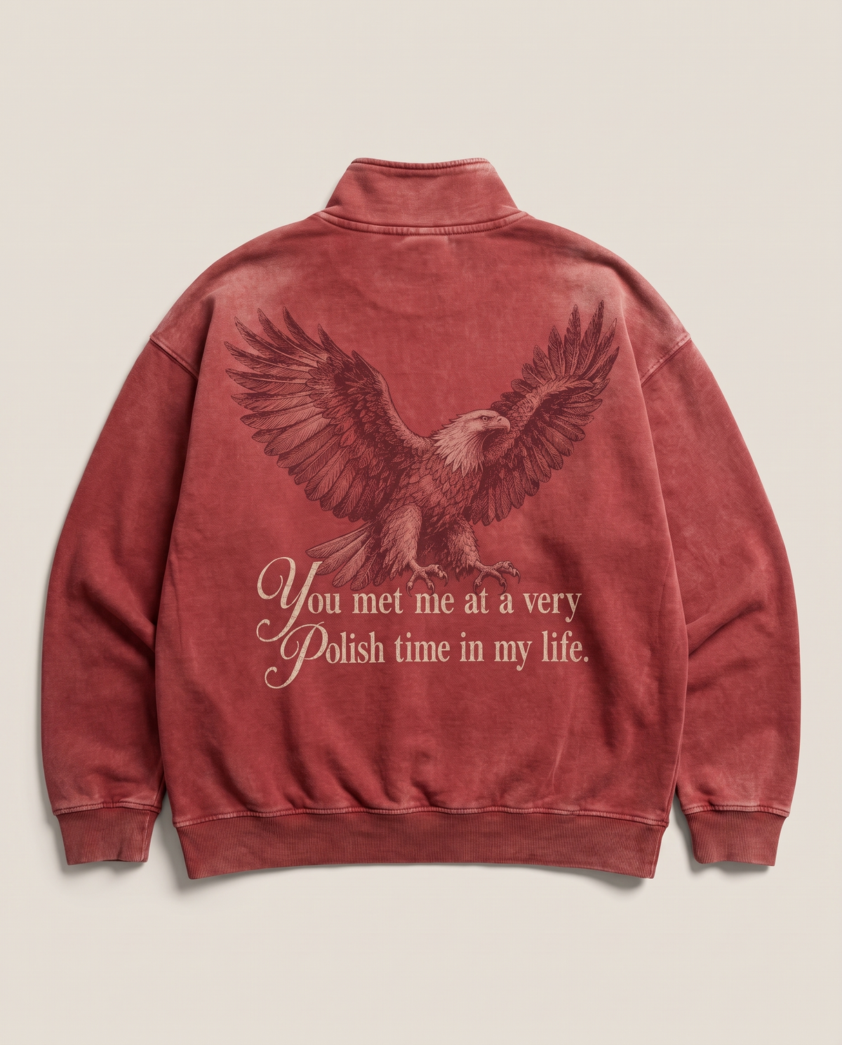 Bluza Half-zip Orzeł - washed red